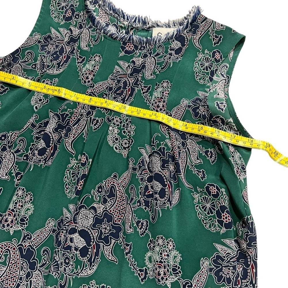 Sea‎ New York Silk Blend Sleeveless Blouse Green Paisley Frayed Neckline Sz 2 - Picture 11 of 14